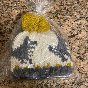 Infant spearmint baby dinosaur hat with Pom Pom